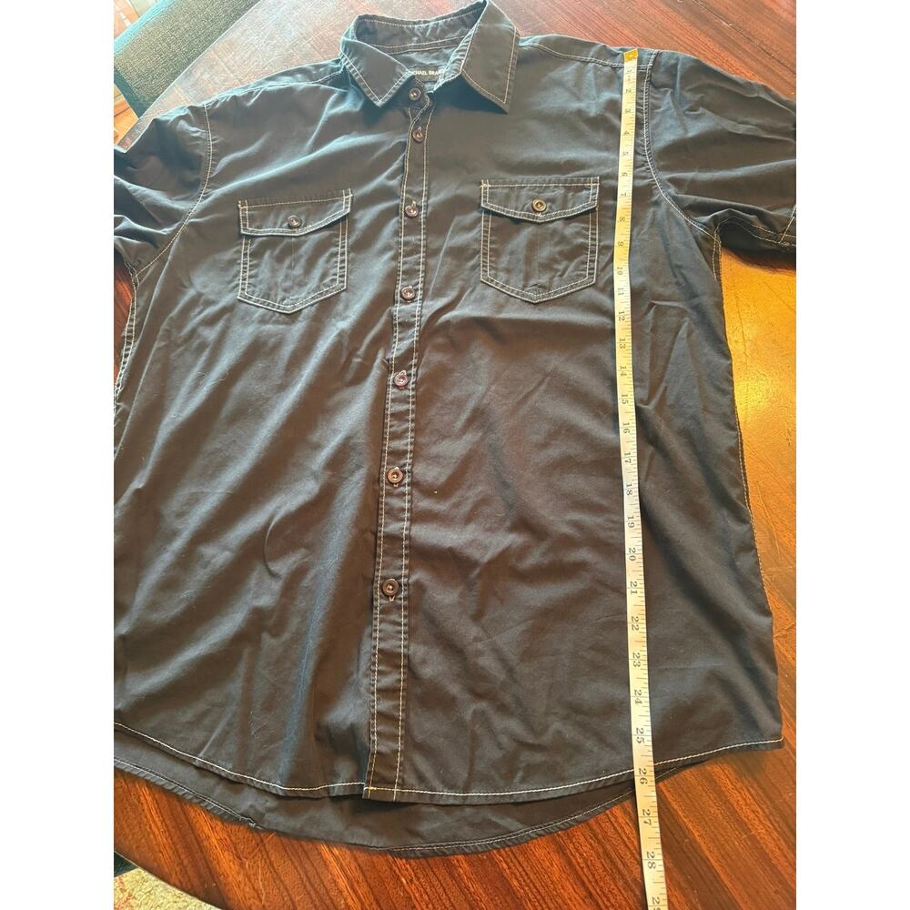 Michael Brandon Black White Stitching Short Sleeve Button Down Shirt  Size L - Picture 6 of 7